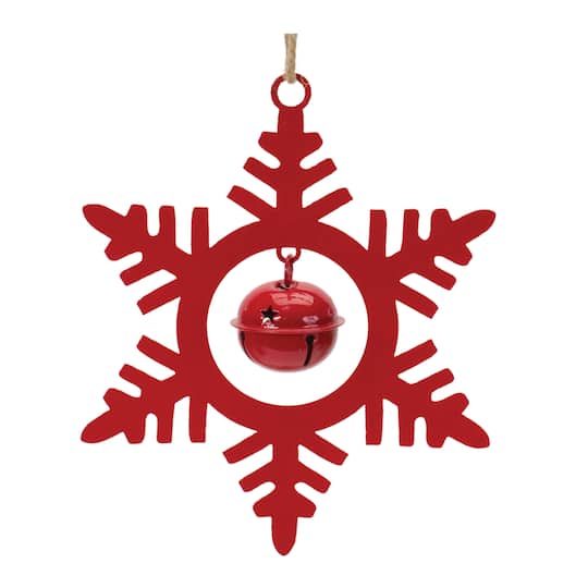 12ct. 6.5" Metal Snowflake with Bell Ornament Set